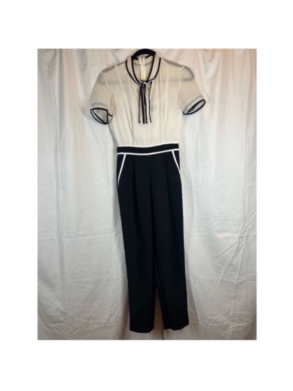 Paper doll monochrome classic bow tie jumpsuit elegant minimal chic